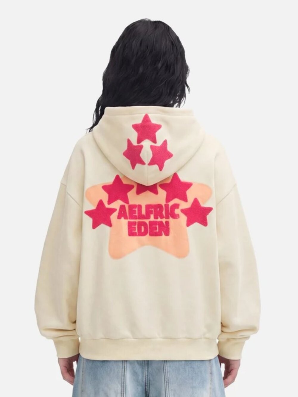 Aelfric Eden Vintage Embroidered Eden Star Hoodie ivory oversized sweatshirt L - Picture 2 of 12
